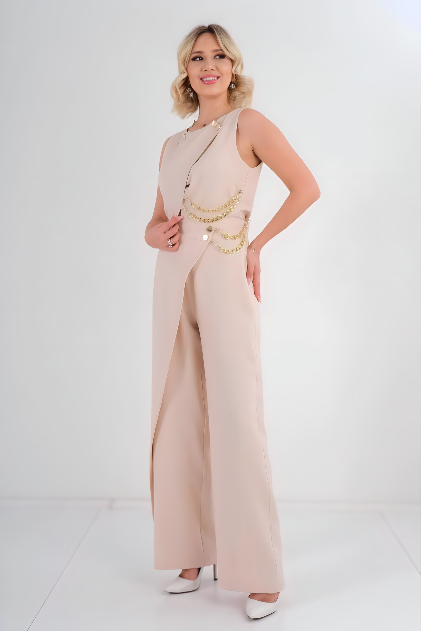 Buttoned Chain Trousers