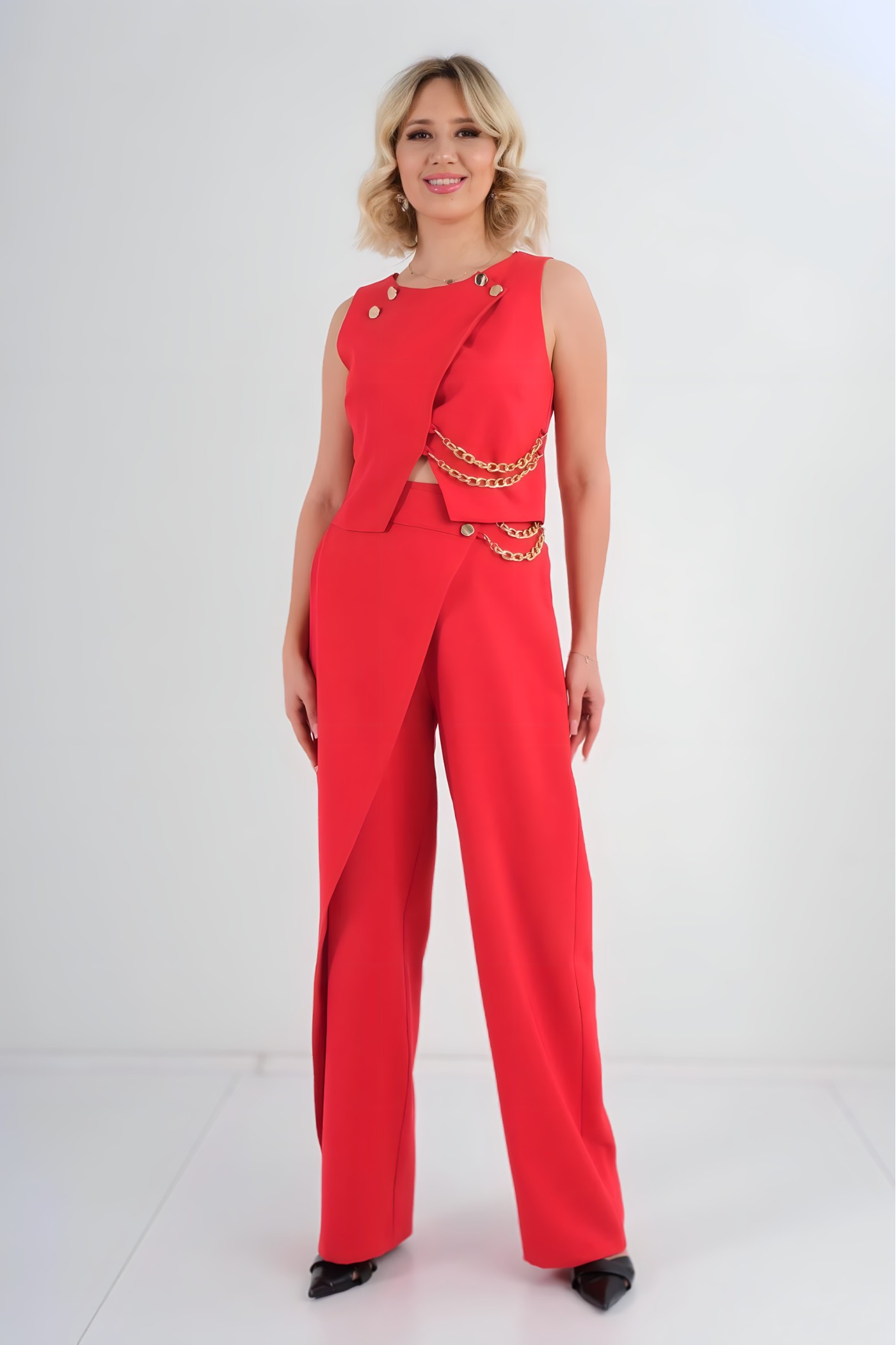 Buttoned Chain Trousers