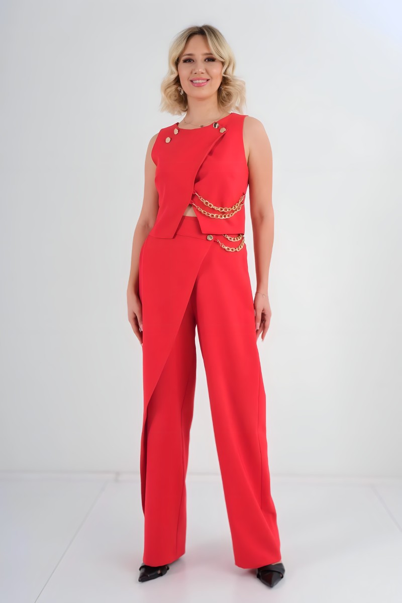 Buttoned Chain Trousers