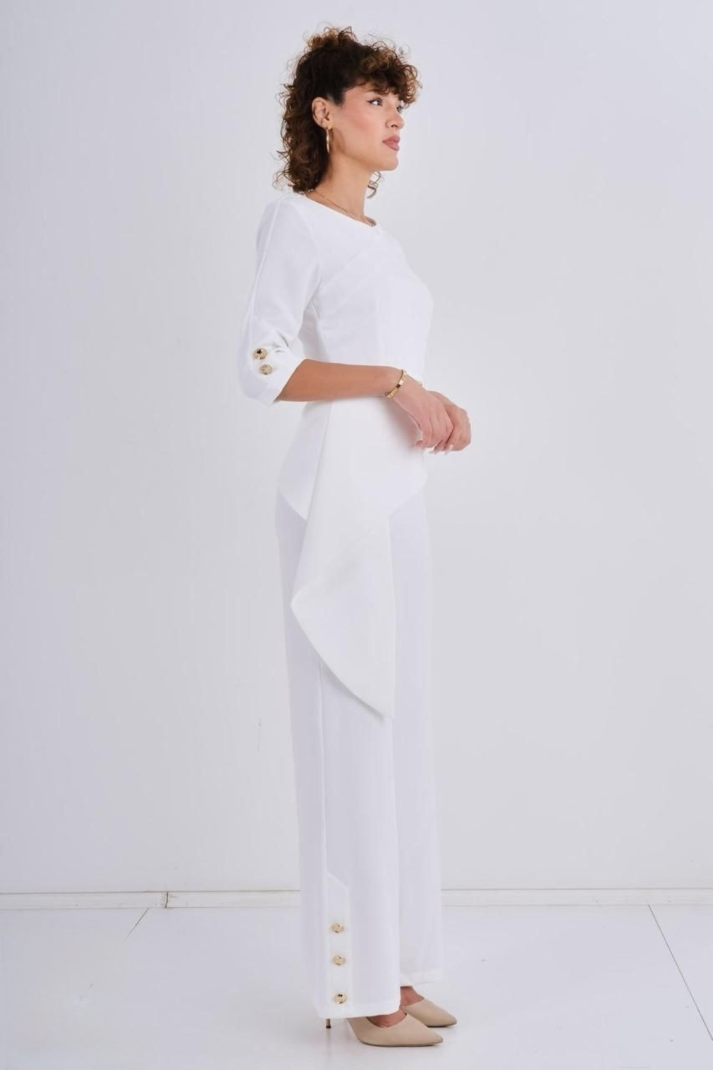 Straight-Cut Trousers with Button Details