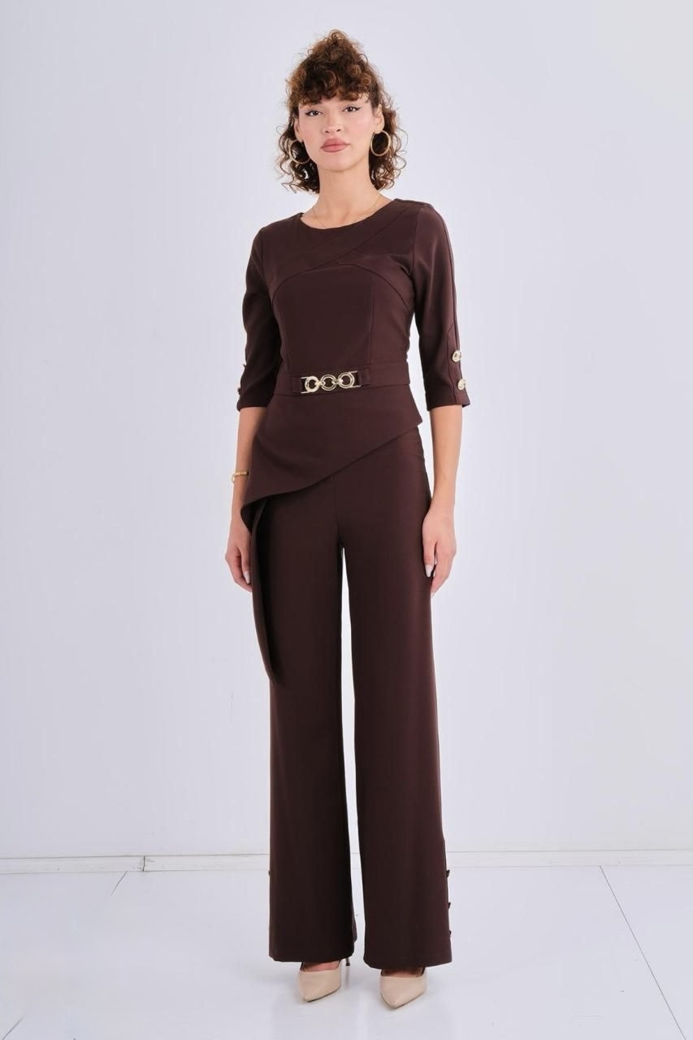 Straight-Cut Trousers with Button Details