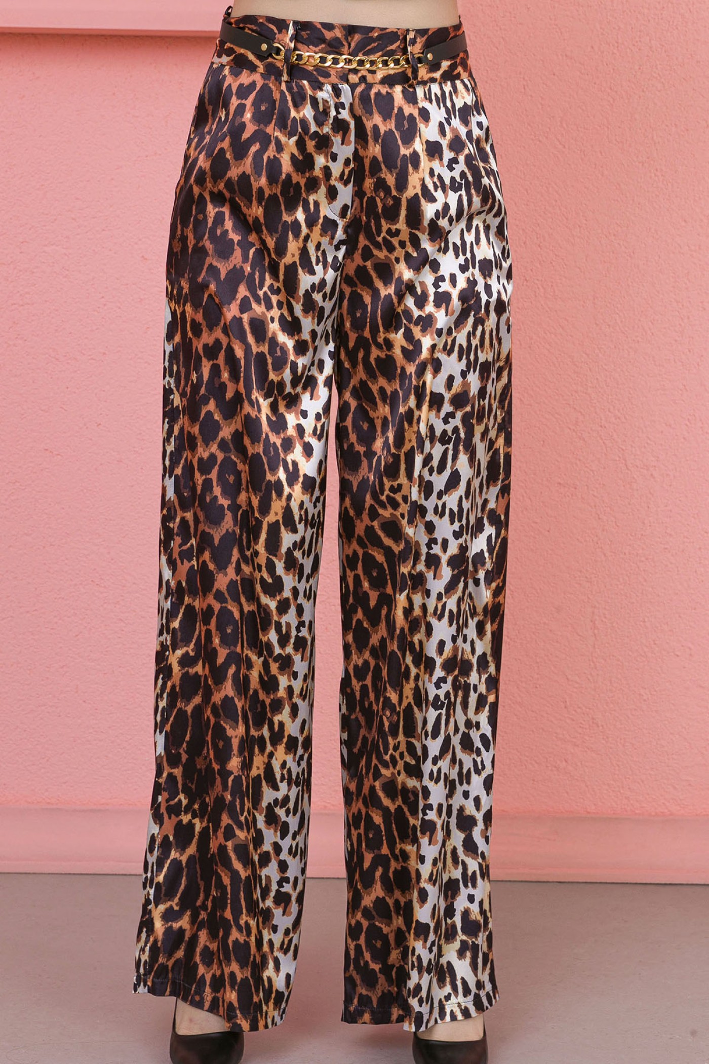 Printed Satin Trousers with Chains Printed Satin Trousers with Chains