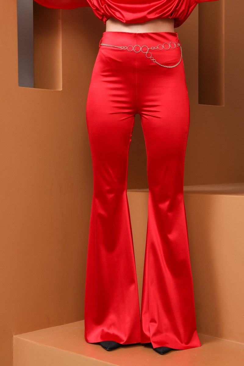 Chain Belt Satin Trousers