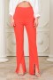 Stone Embroidered High Waist Fabric Trousers Stone Embroidered High Waist Fabric Trousers