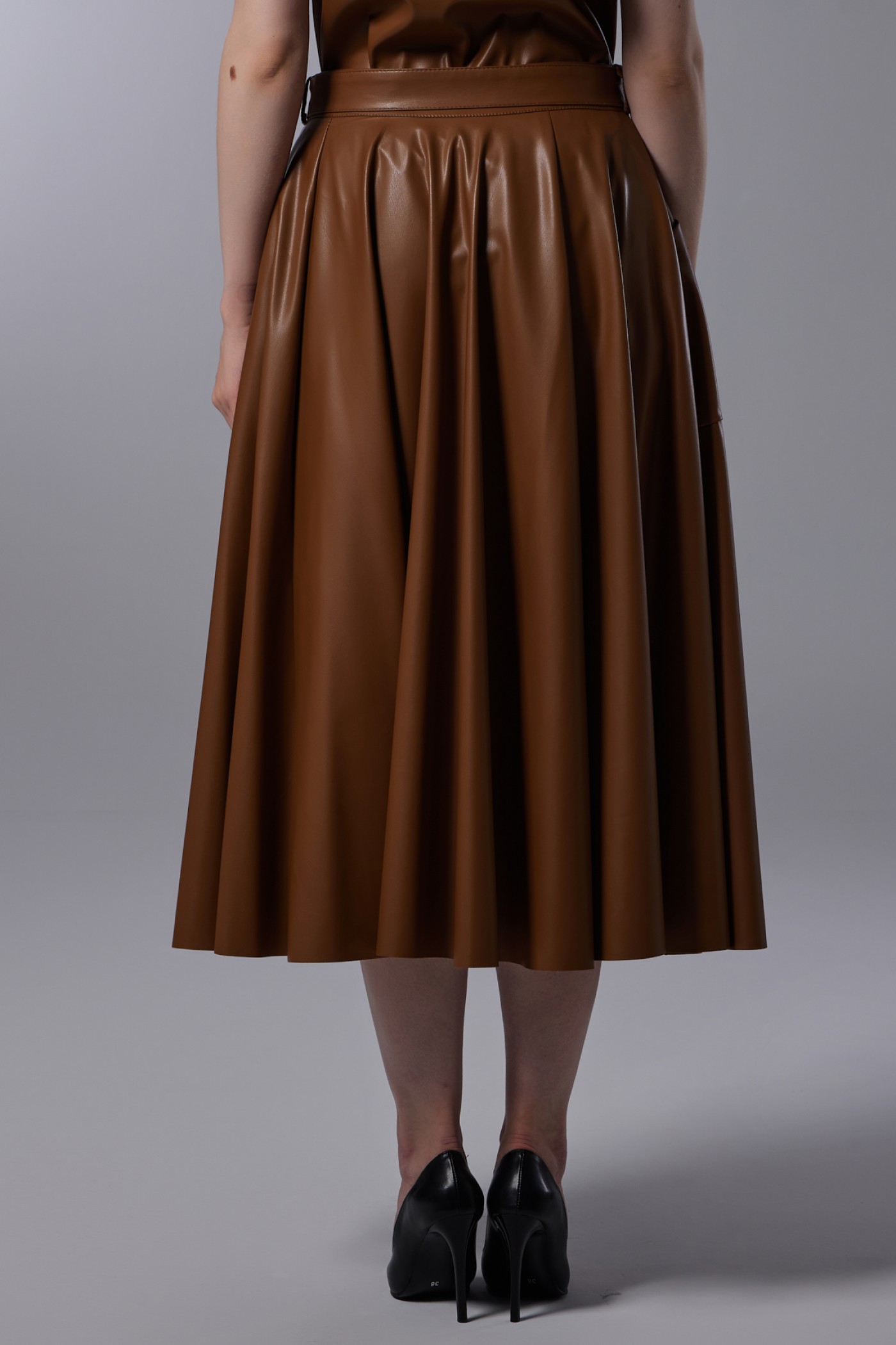 Belt and Pocket Leather Skirt