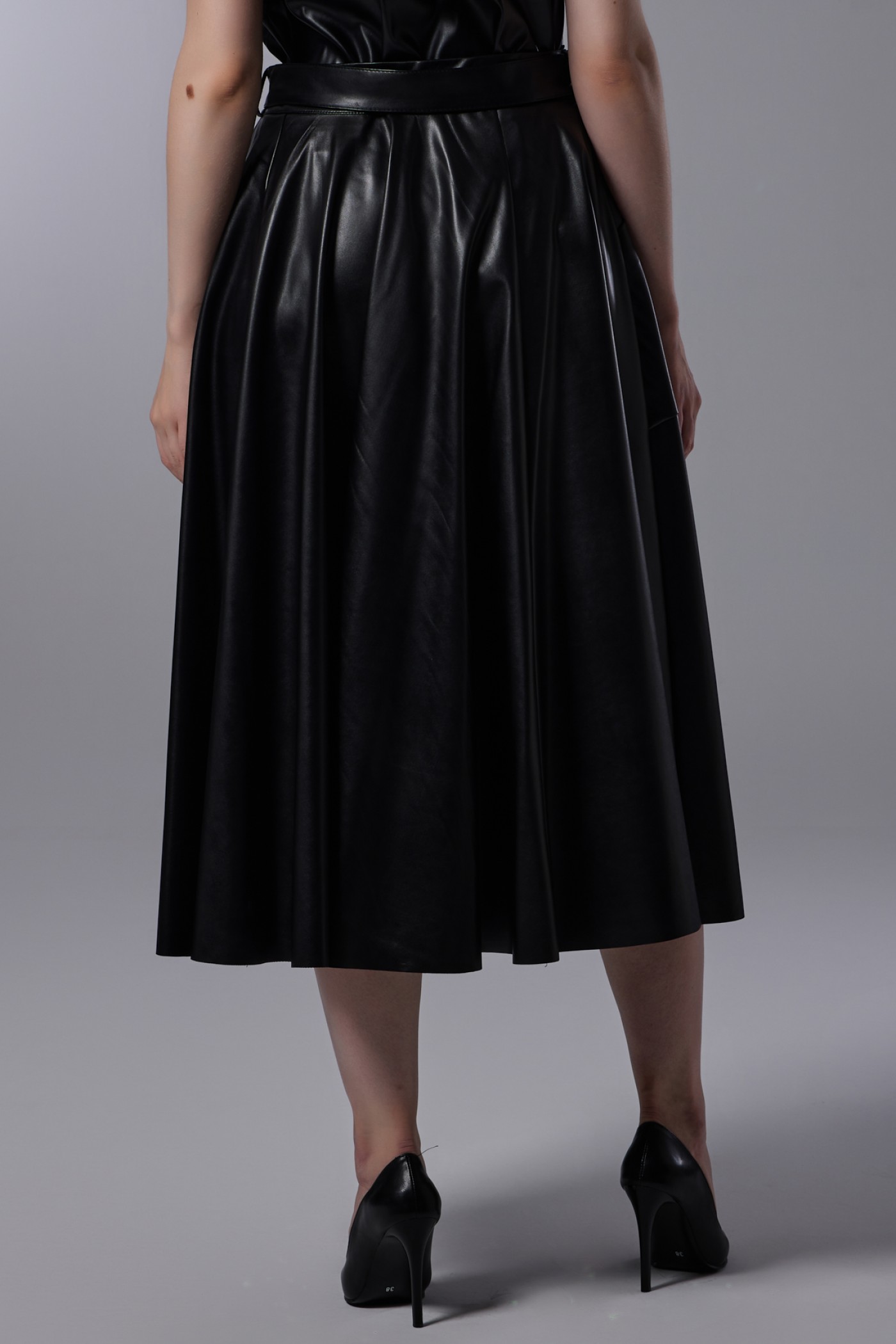 Belt and Pocket Leather Skirt
