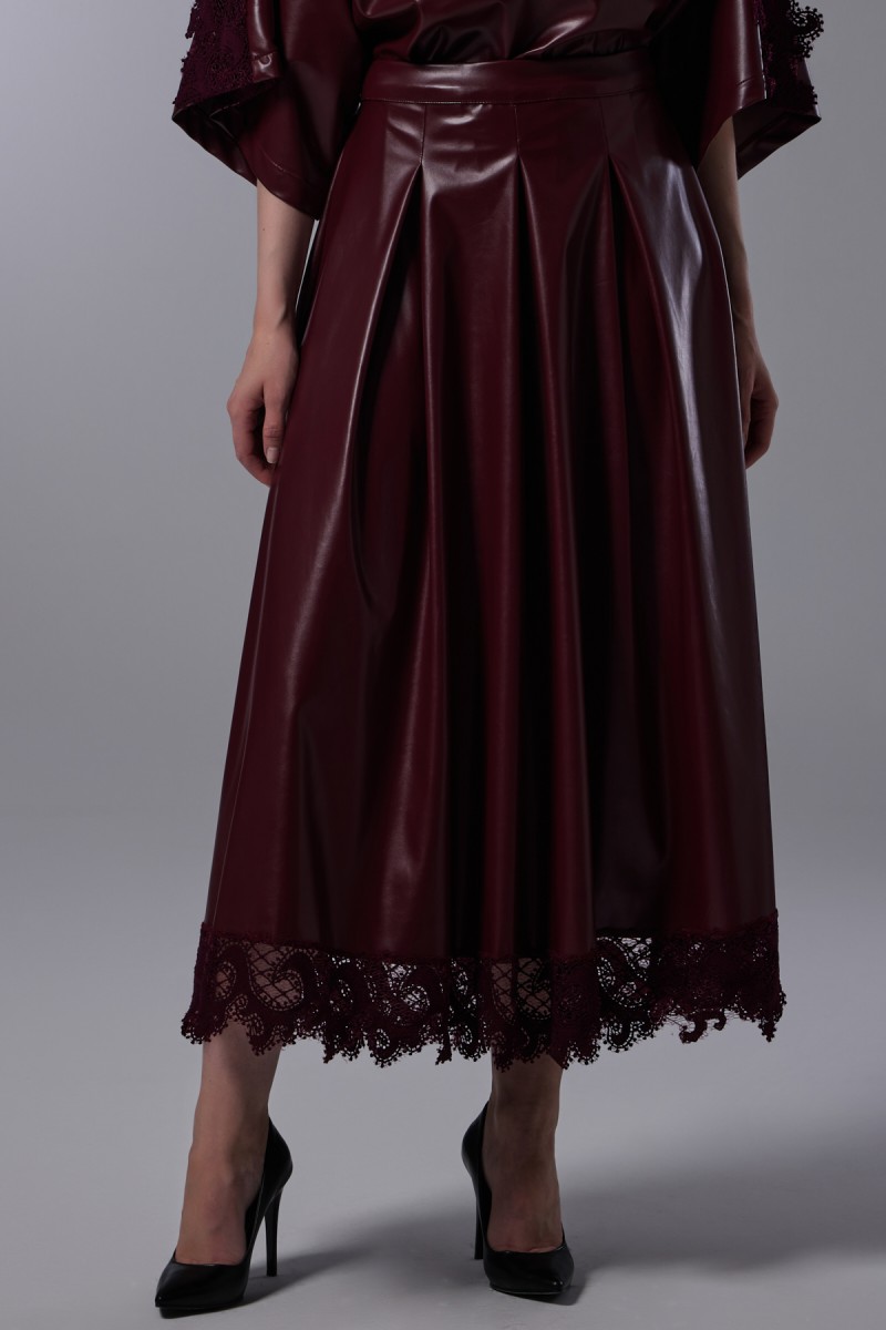 Lace Detailed Pleated Long Skirt Lace Detailed Pleated Long Skirt