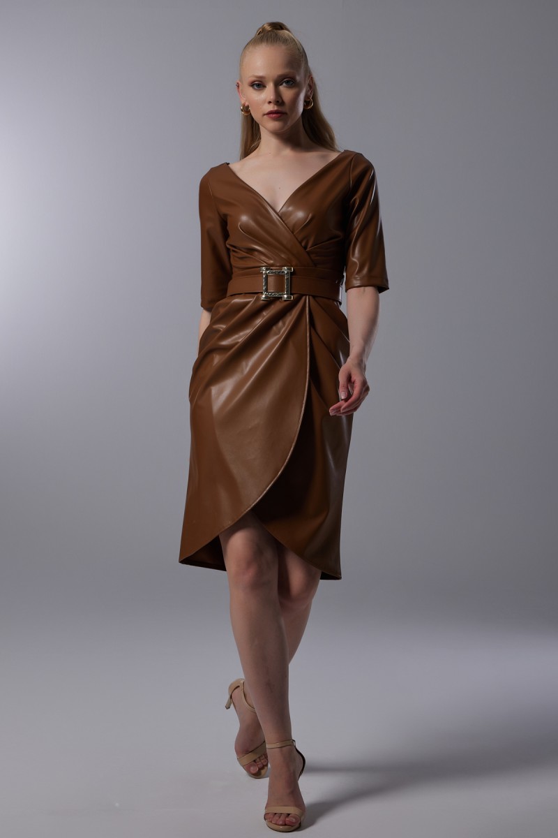 Belted Leather Dress