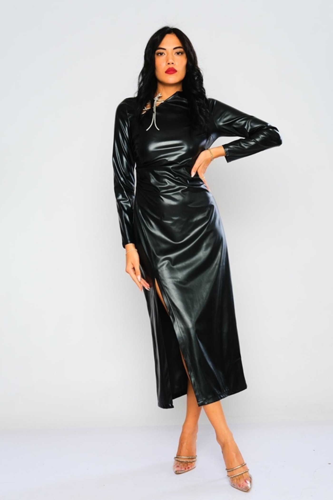 Leather Dress with Rope Detail on the Collar