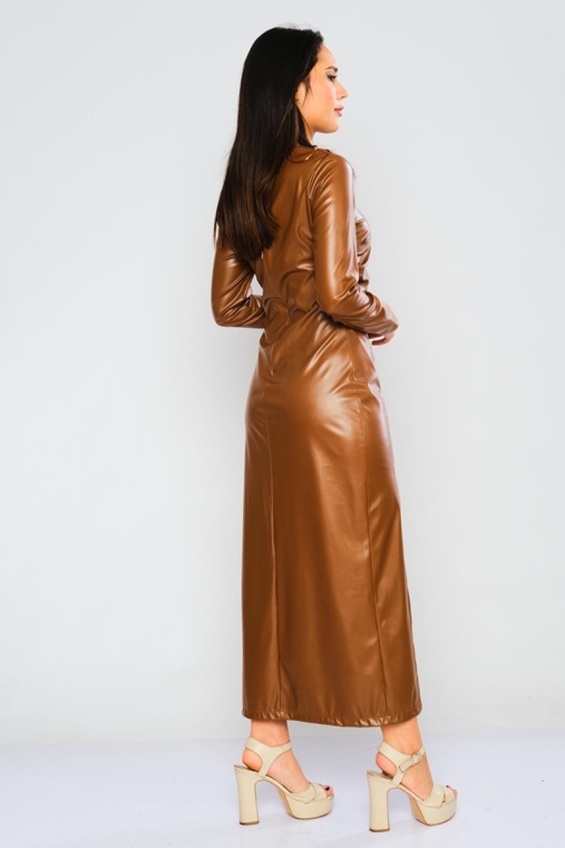 Leather Dress with Rope Detail on the Collar Leather Dress with Rope Detail on the Collar