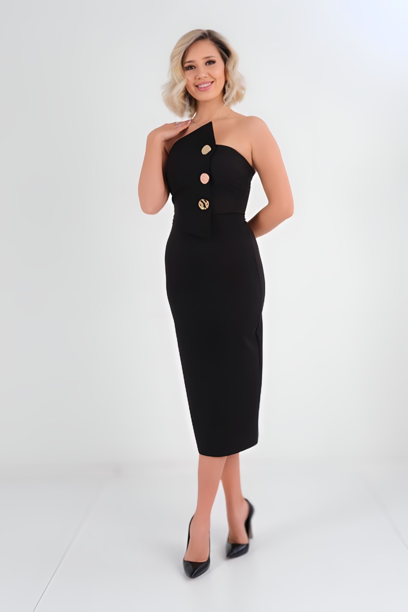 Buttoned Front Sleeveless Dress