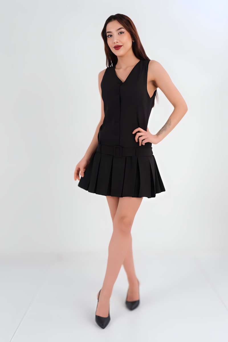 Buttoned Front Short Dress