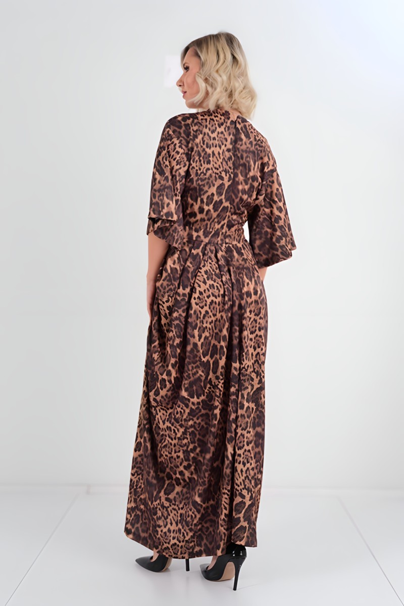 Buckle Detailed Printed Satin Dress Buckle Detailed Printed Satin Dress