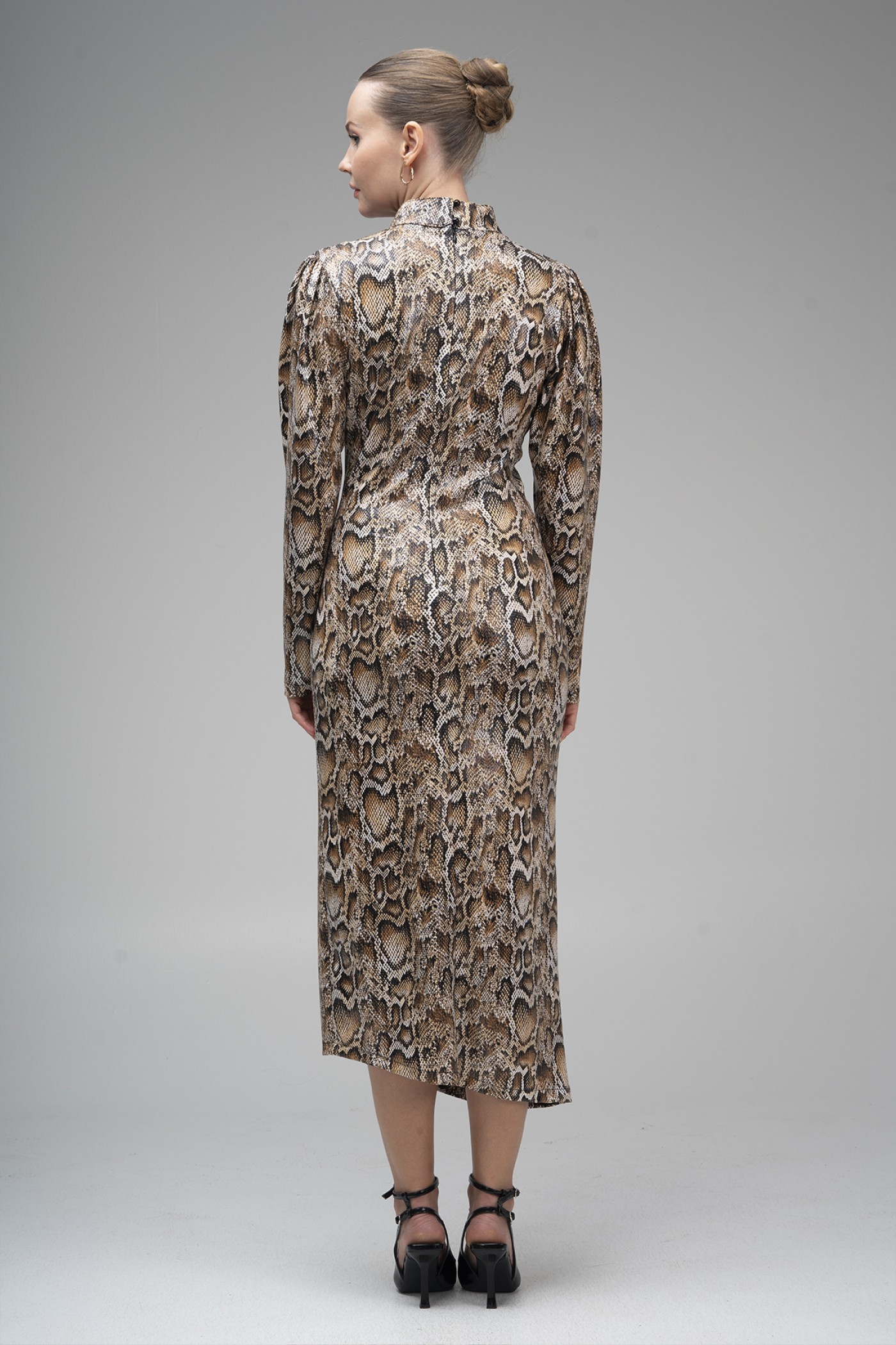 Leopard Print Coated Leather Dress