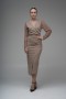 Stone Detailed Chiffon Sleeve Scuba Crepe Dress