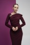 Brooch Detailed One Shoulder Scuba Crepe Dress
