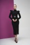 High Neck Shoulder Detailed Buckle Belt Scuba Crepe Dress High Neck Shoulder Detailed Buckle Belt Scuba Crepe Dress