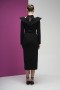 High Neck Shoulder Detailed Buckle Belt Scuba Crepe Dress High Neck Shoulder Detailed Buckle Belt Scuba Crepe Dress