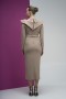 High Neck Shoulder Detailed Buckle Belt Scuba Crepe Dress High Neck Shoulder Detailed Buckle Belt Scuba Crepe Dress