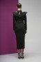High Neck Shoulder Detailed Buckle Belt Scuba Crepe Dress High Neck Shoulder Detailed Buckle Belt Scuba Crepe Dress