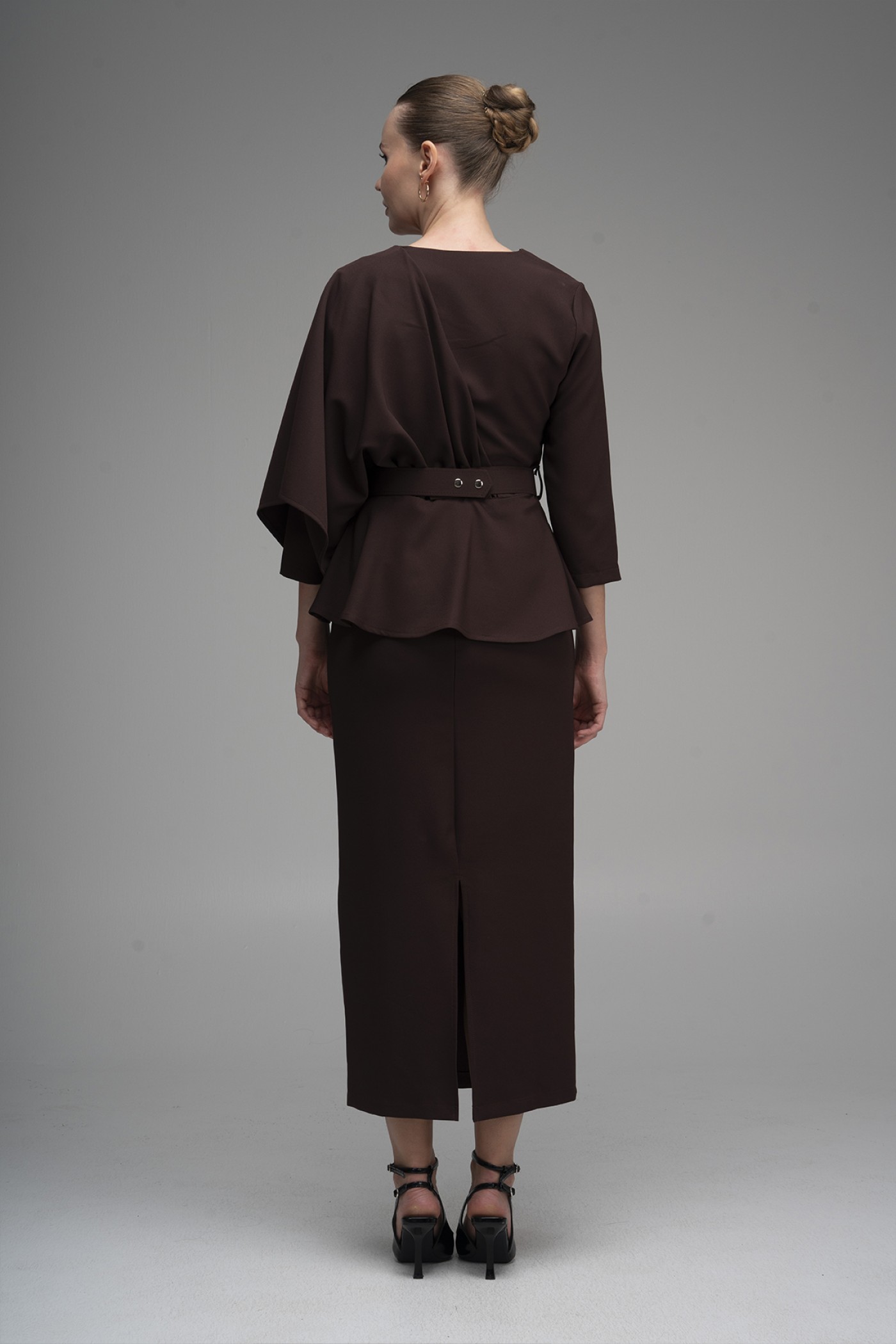  Stone Print Detailed Buckle Belt  Dress