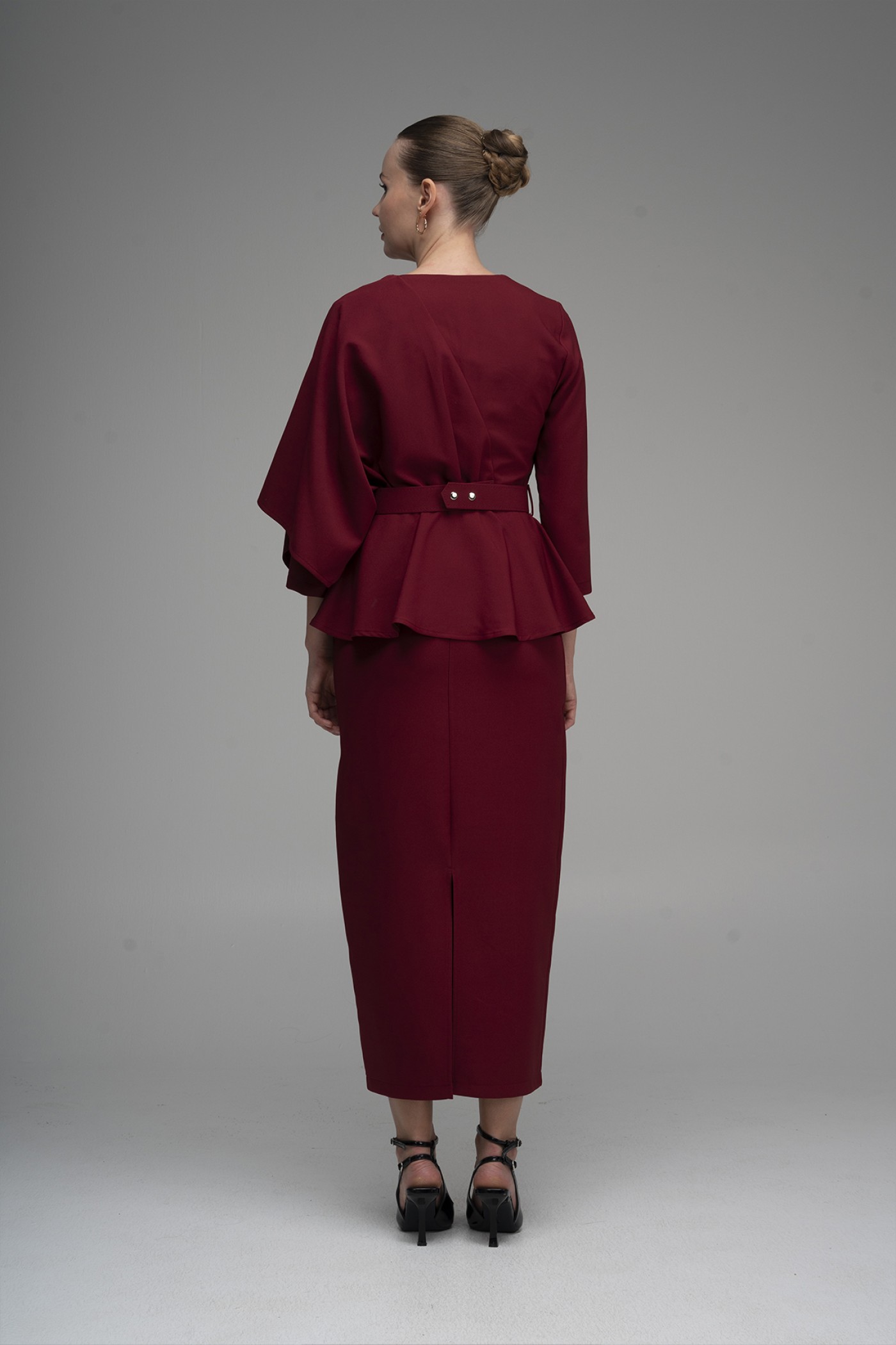  Stone Print Detailed Buckle Belt  Dress