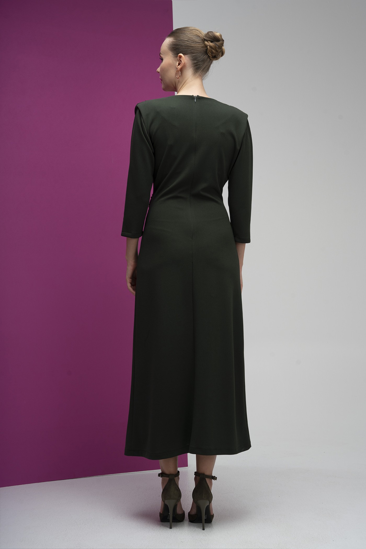  Plus Size Buckle Detail Scuba Crepe Dress 