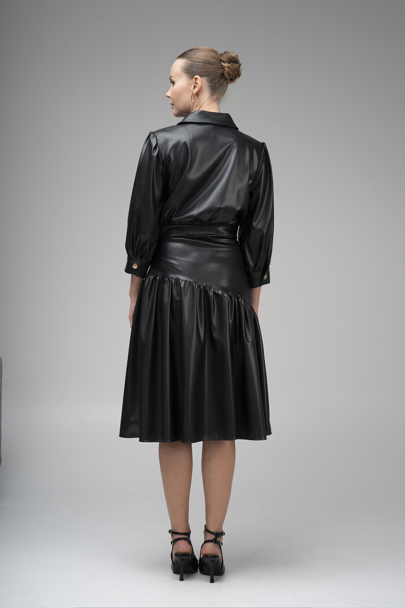 Leather Dress with Buckle Detail