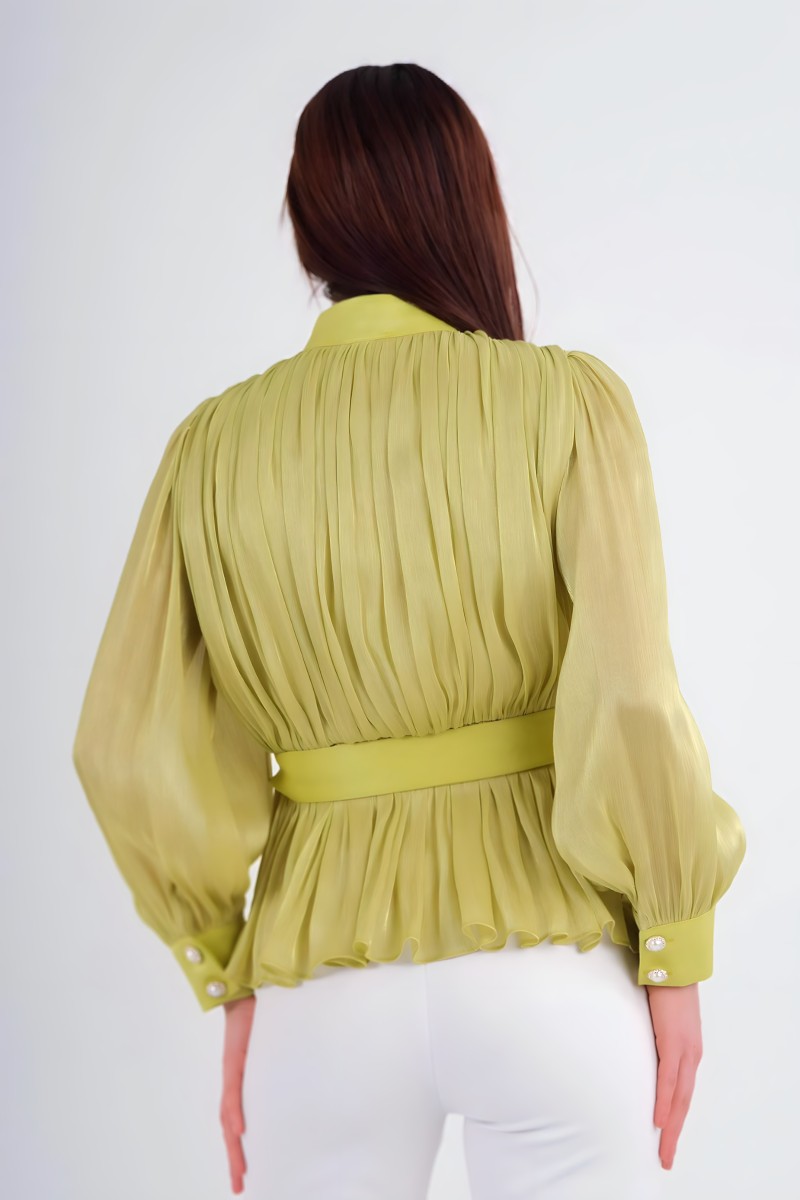 Magnificent Collar Belted Shirt Magnificent Collar Belted Shirt