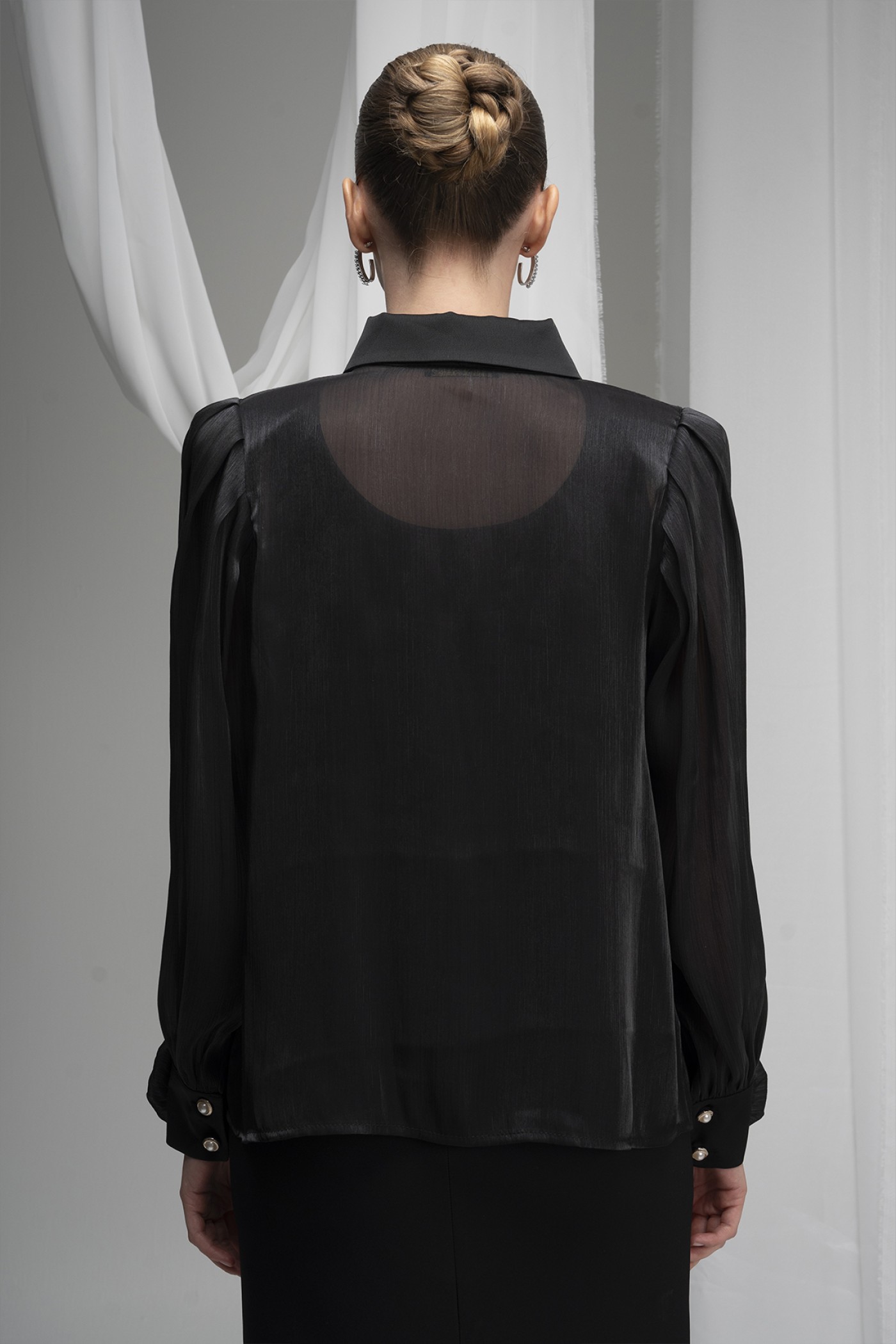 Organza Shirt with Rose Detail