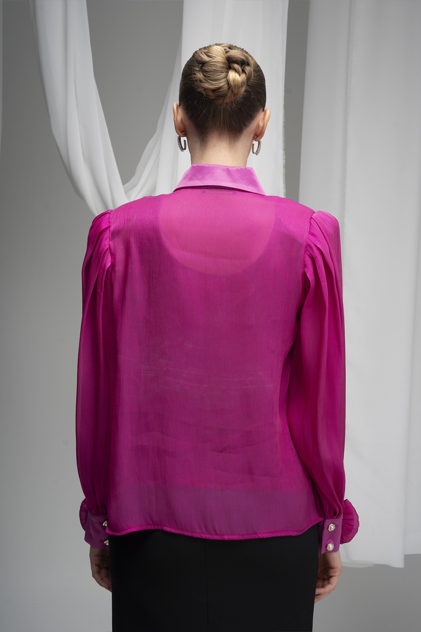 Organza Shirt with Rose Detail