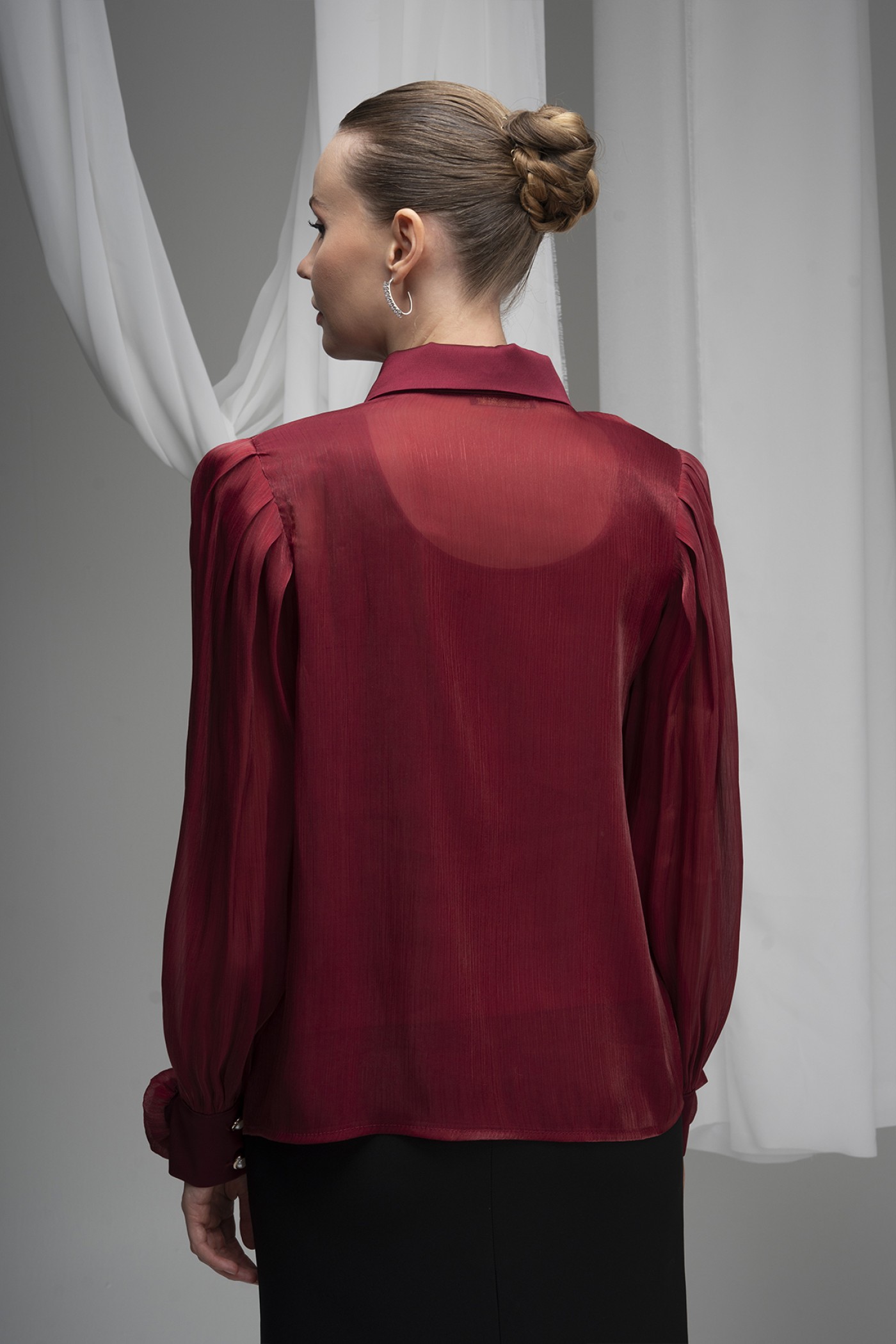 Organza Shirt with Rose Detail
