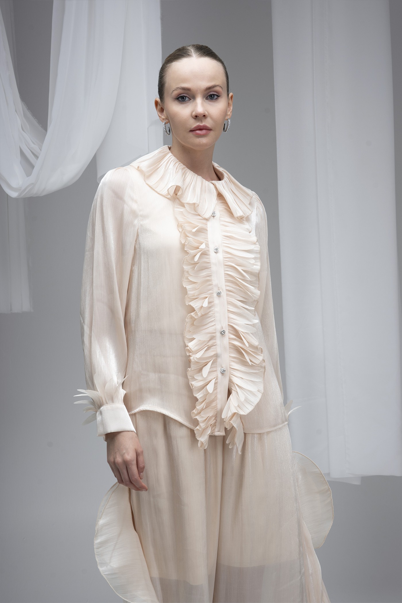 Ruffled Organza Shirt