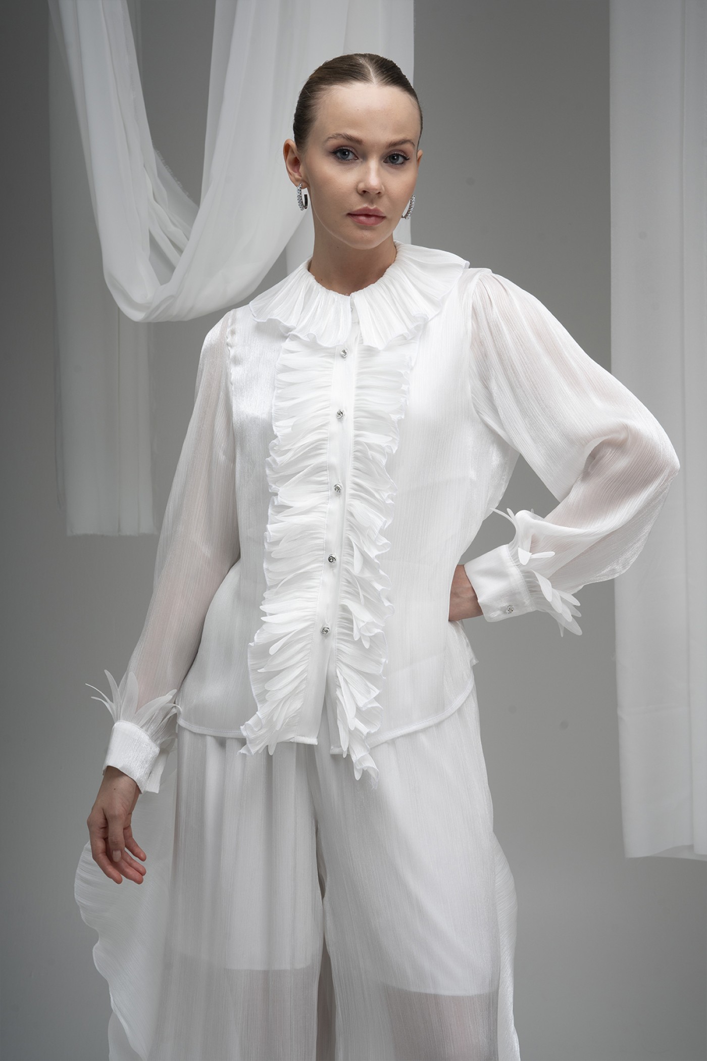 Ruffled Organza Shirt