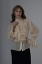 Pearl and Stone Detailed Ruffled Organza Shirt 