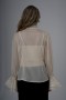 Pearl and Stone Detailed Ruffled Organza Shirt 