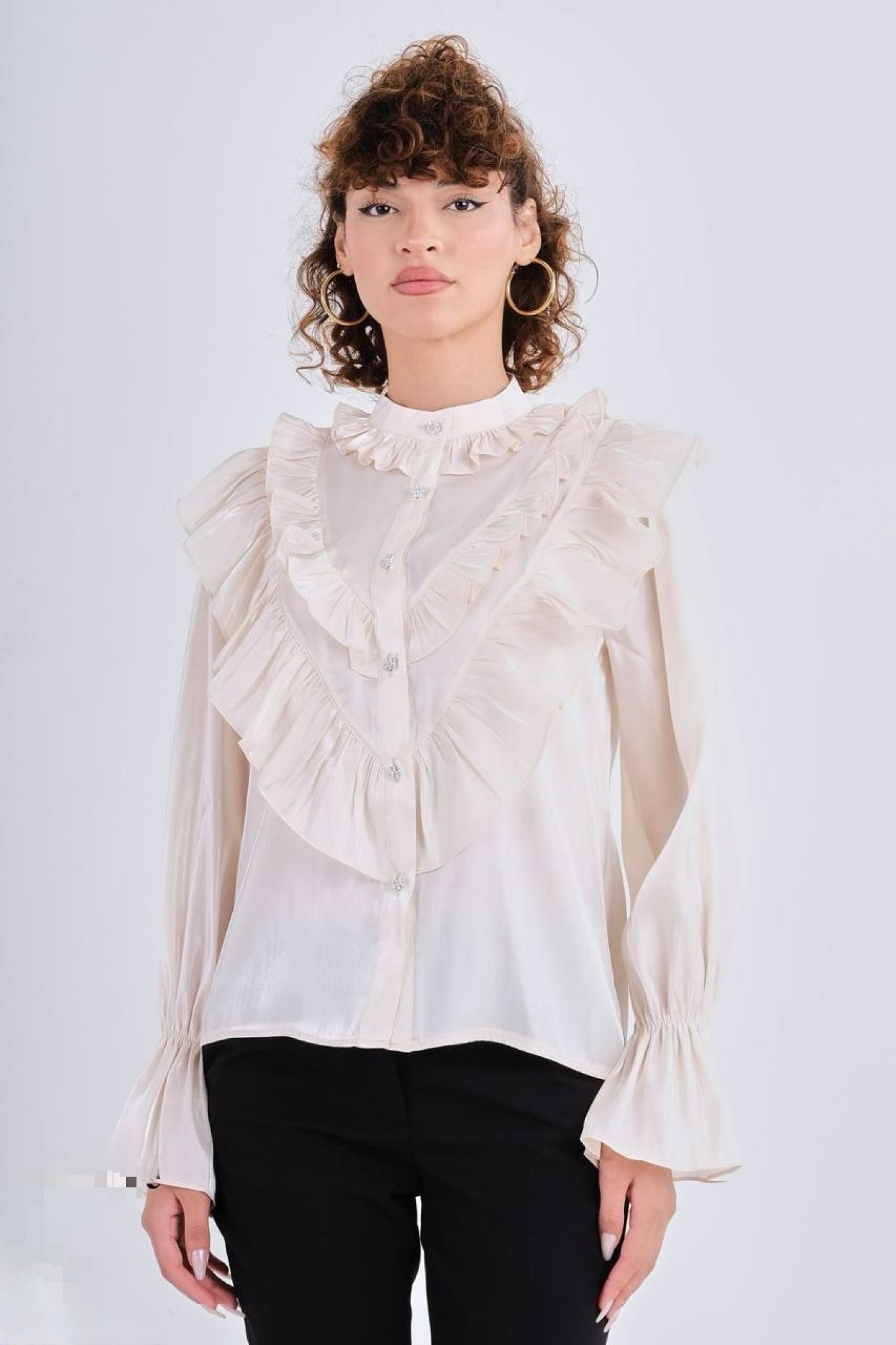 Ruffled Organza Shirt