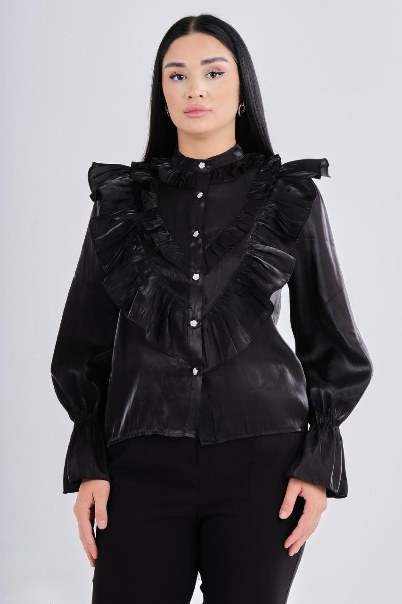 Ruffled Organza Shirt