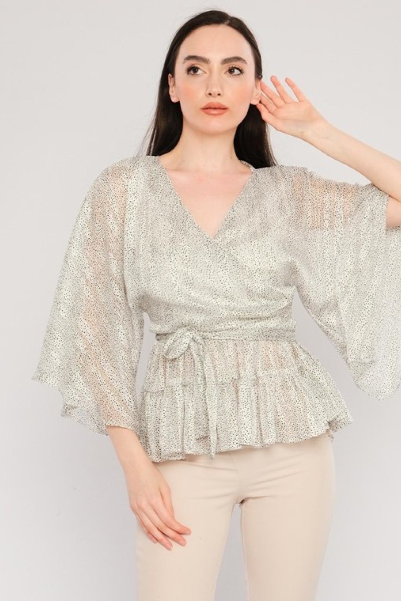 Wrap Collar Chiffon Blouse