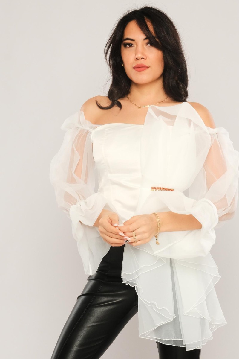 Organza Blouse with Bow