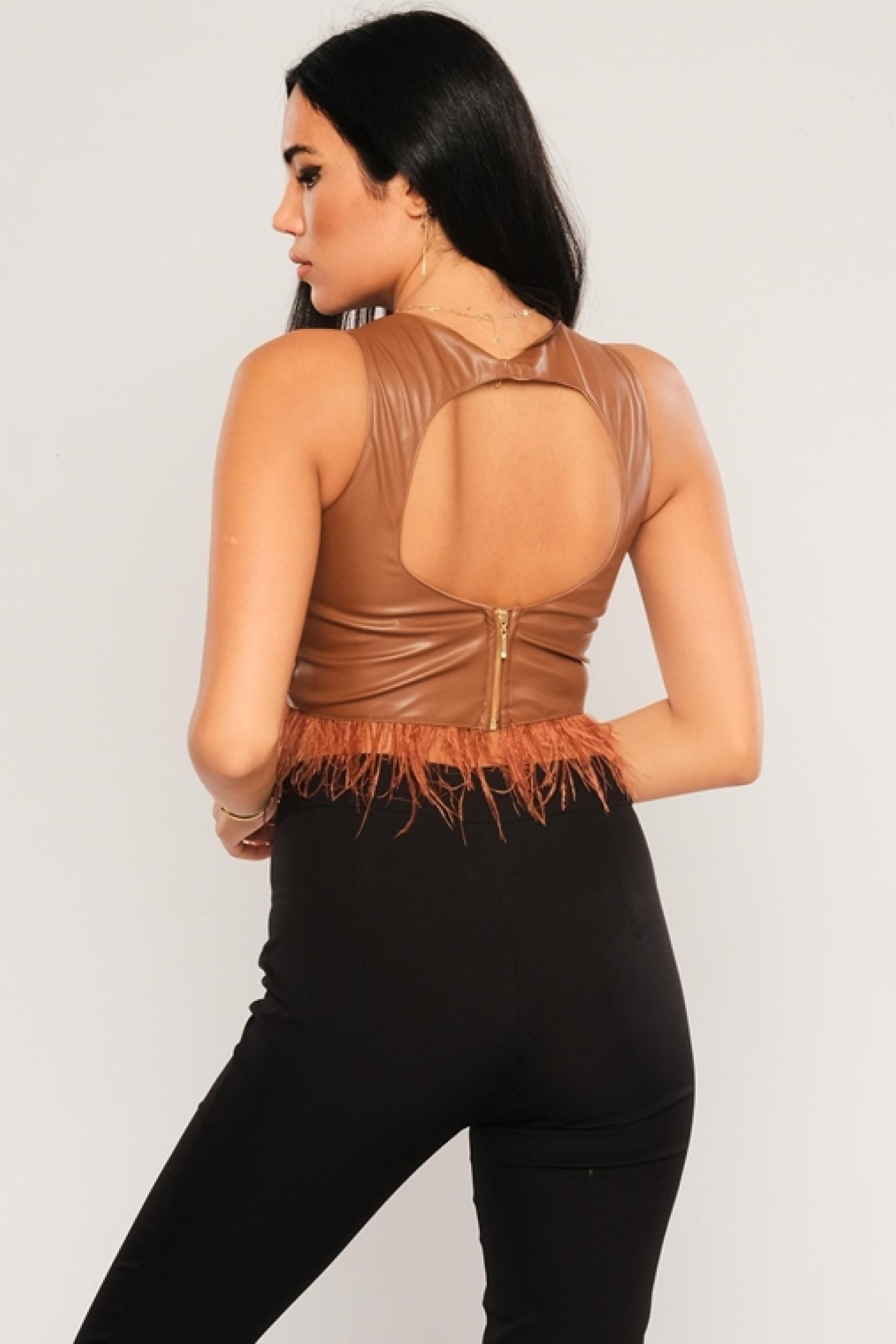 Feathered Backless Blouse Feathered Backless Blouse