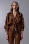 Buckle Front Leather Short Blouse