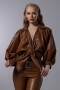 Buckle Front Leather Short Blouse