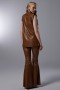 Sleeveless Stand Collar Leather Blouse