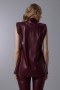 Sleeveless Stand Collar Leather Blouse