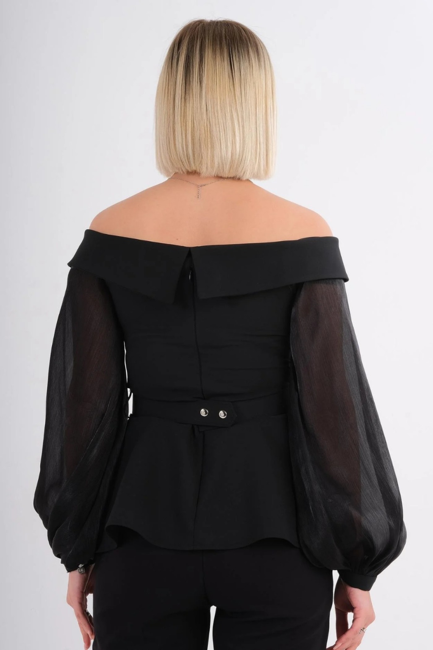 Off-Shoulder Belted Blouse