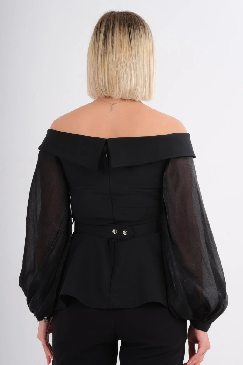 Off-Shoulder Belted Blouse Off-Shoulder Belted Blouse