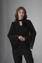 Blouse with Chiffon Sleeves and Floral Accessory