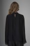 Blouse with Chiffon Sleeves and Floral Accessory