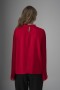Blouse with Chiffon Sleeves and Floral Accessory